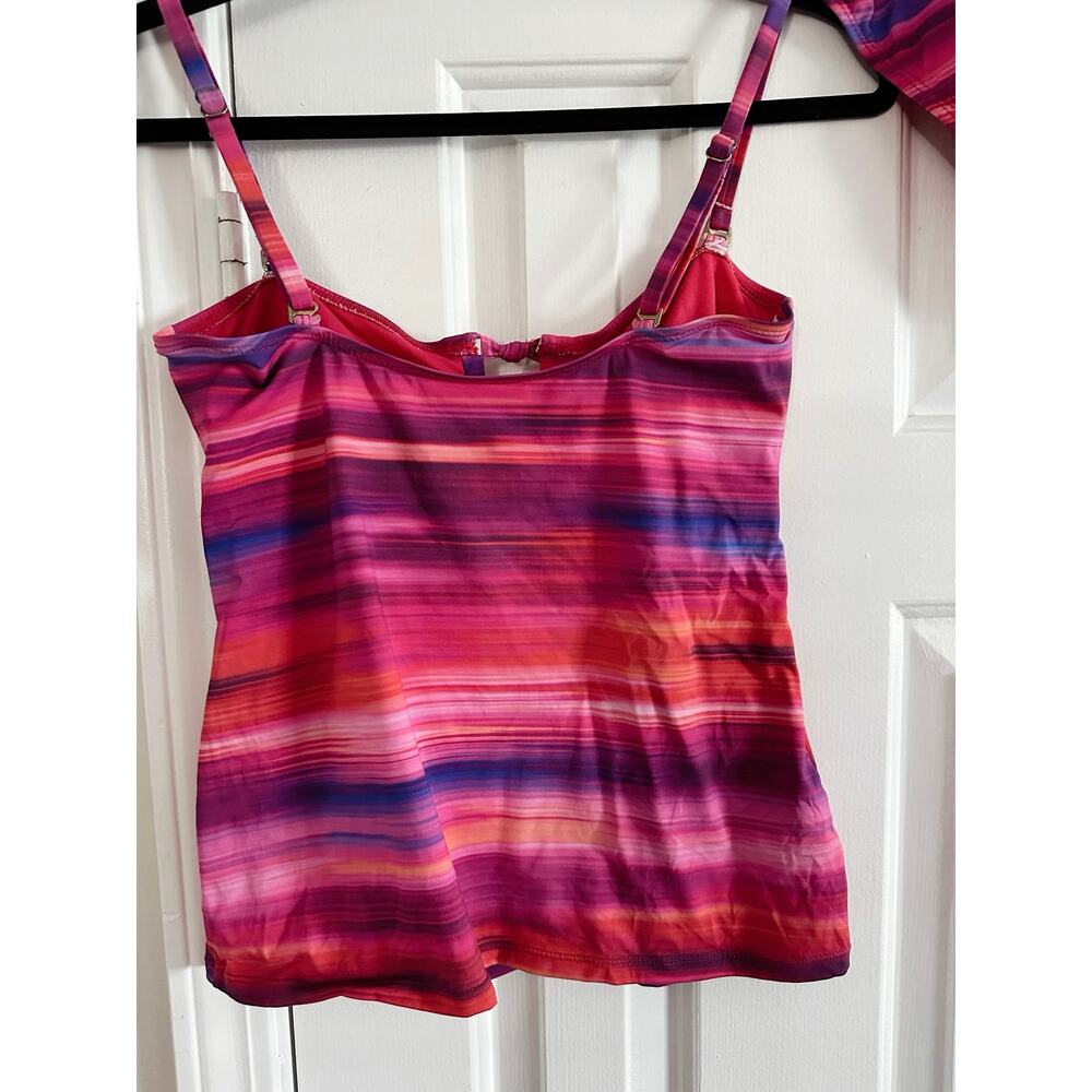 LAUREN RALPH LAUREN Pink Multi Ombre Ikat Bandeau Tankini Two-Piece - Sz 10 - Picture 7 of 12